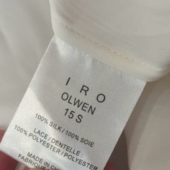 IRO Ivory Long Sleeve 100% Silk Button Up Blouse Lace
Cut Hem Size 38 Large - Picture 8 of 9